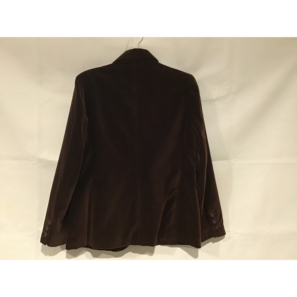 Vintage Brown Cotton Velvet Blazer Jacket Women's MED Notched Lapel Two Button - Picture 3 of 3